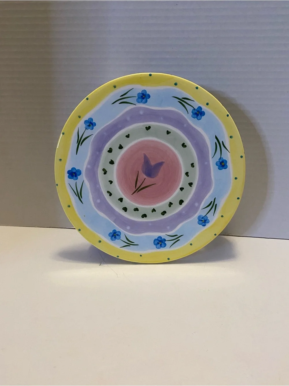 Cake Stand Ceramic Hand Painted Whimsical 8” Flowers Inc. Easter Egg Legs